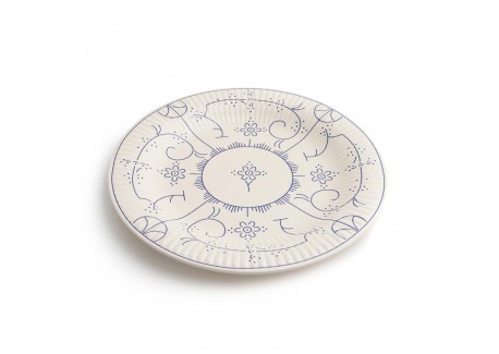 Copenhague Keramisch Bord Glanzend Emaille Crème Wit en Blauw 27cm