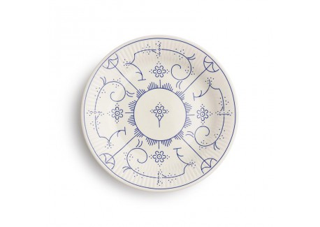 Copenhague Assiette Creuse Céramique Email Brillant Blanc Crème Bleu 2