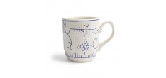 Copenhague Mug Céramique Email Brillant Blanc Crème Bleu avec Anse 28