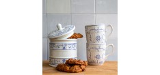 Copenhague Mug Céramique Email Brillant Blanc Crème Bleu avec Anse 28