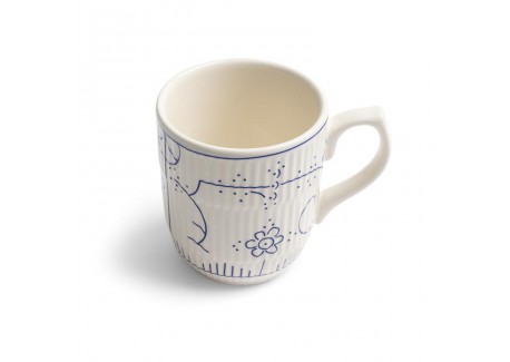 Copenhague Mug Céramique Email Brillant Blanc Crème Bleu avec Anse 28