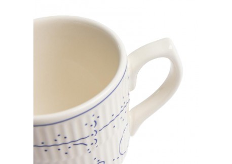 Copenhague Mug Céramique Email Brillant Blanc Crème Bleu avec Anse 28