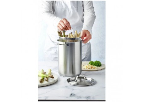 Specialties 3 Aspergekoker van Mat RVS met Mandje 16 cm 4,5 l
