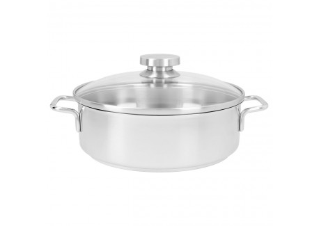 Apollo 7 Casserole Basse Inox avec Couvercle en Verre 24 cm 