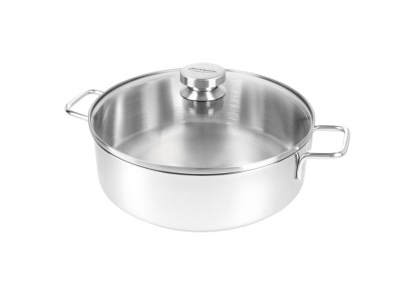 Apollo 7 Casserole Basse Inox avec Couvercle en Verre 24 cm 