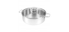 Apollo 7 Lage Kookpot RVS met Glazen Deksel 24 cm