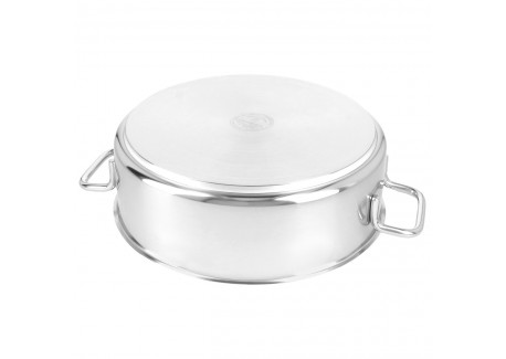 Apollo 7 Casserole Basse Inox avec Couvercle en Verre 24 cm 
