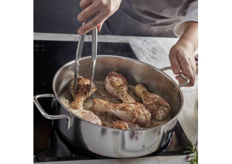 Apollo 7 Casserole Basse Inox avec Couvercle en Verre 24 cm 