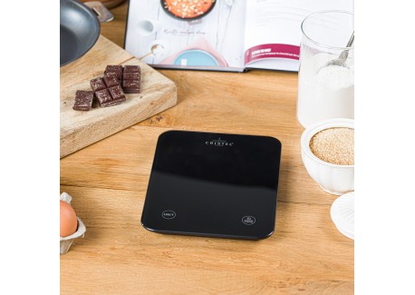 Balance de Cuisine Rechargeable USB Précision 10kg/5g Noire 21x16 cm -