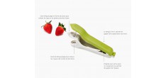 Tweezy Dénoyauteur Cerises Olives et Equeuteur à Fraises 3 en 1 Vert 1