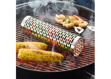 Rolling Grill RVS Cilinder Kookmand 9x30,5 cm voor Barbecue