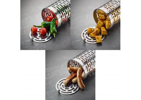 Rolling Grill Panier de Cuisson Cylindre Inox 9x30,5 cm pour Barbecue