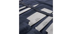 Chef Messen Foedraal van Leer en Stof met 9 Vakken Marineblauw 38x37 c