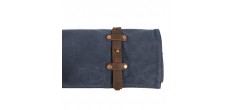 Chef Etui Couteaux Pliant Cuir et Toile 9 Compartiments Bleu Marine 38