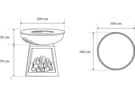 Stow Brasero Plancha Cortenstaal 100 cm
