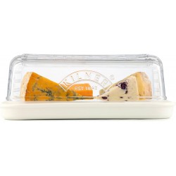 Boîte à Fromage en Verre pour Frigo avec Plateau Céramique 23x15x8,5 c