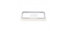 Glazen Kaasstolp met Keramische Schaal 23 x15 x8,5 cm