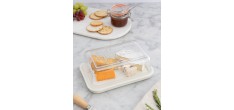 Boîte à Fromage en Verre pour Frigo avec Plateau Céramique 23x15x8,5 c