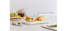 Boîte à Fromage en Verre pour Frigo avec Plateau Céramique 23x15x8,5 c