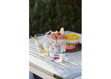 Ananas Verre à Eau Décor 3D 300 ml + Paille Réutilisable en Verre Jaun