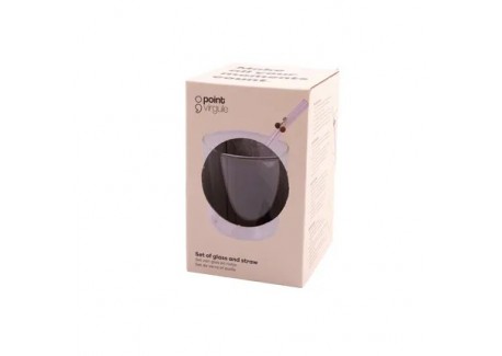 Cerise Verre à Eau Décor 3D 300 ml + Paille Réutilisable en Verre 