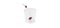 Aardbei Set Glas 300 ml + Herbruikbare Glazen Drinkrietje