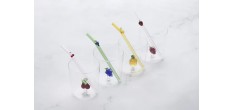 Raisin Verre à Eau Décor 3D 300 ml + Paille Réutilisable en Verre Vert