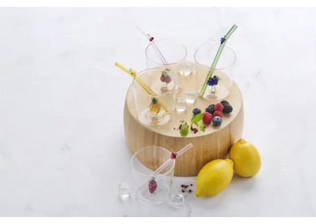 Druiven Set Glas 300 ml + Herbruikbare Groen Glazen Drinkrietje