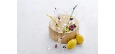 Raisin Verre à Eau Décor 3D 300 ml + Paille Réutilisable en Verre Vert
