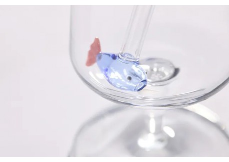 Glazen herbruikbare drinkrietjes met Grote Vis 2 dlg 20 cm+ Reinigings