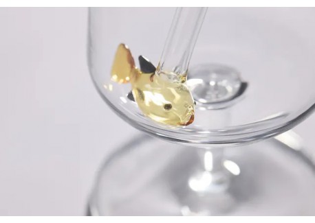 Pailles Réutilisables en Verre Motif Grand Poisson 2 pcs 20 cm + Goupi