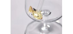 Glazen herbruikbare drinkrietjes met Grote Vis 2 dlg 20 cm+ Reinigings