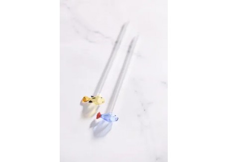 Glazen herbruikbare drinkrietjes met Grote Vis 2 dlg 20 cm+ Reinigings