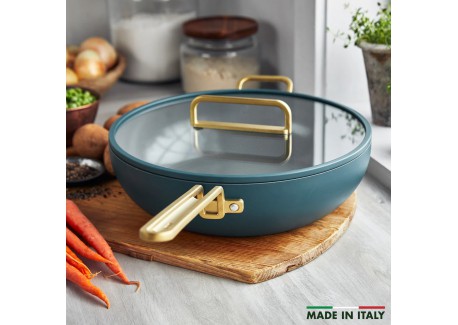 Tucci Collection Saltapasta Poêle Antiadhésive 29 cm Bleu Vénitien Mat