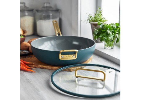Tucci Collection Saltapasta Poêle Antiadhésive 29 cm Bleu Vénitien Mat