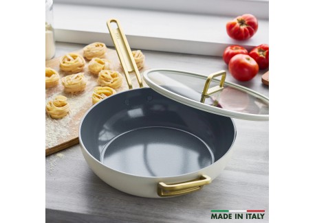 Tucci Collection Saltapasta Poêle Antiadhésive 29 cm Blanc Carrare Mat