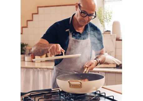 Tucci Collection Saltapasta Poêle Antiadhésive 29 cm Blanc Carrare Mat