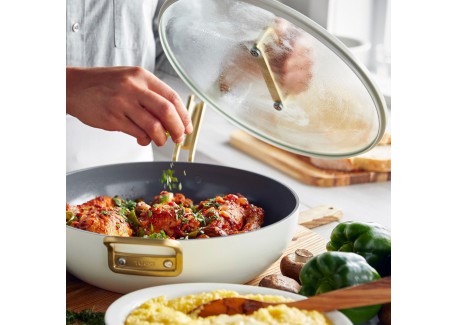 Tucci Collection Saltapasta Poêle Antiadhésive 29 cm Blanc Carrare Mat