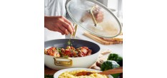 Tucci Collection Saltapasta Poêle Antiadhésive 29 cm Blanc Carrare Mat