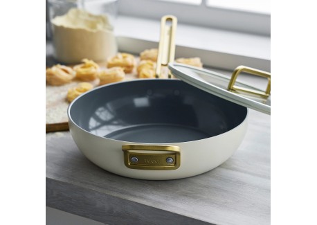 Tucci Collection Saltapasta Poêle Antiadhésive 29 cm Blanc Carrare Mat