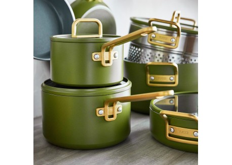 Tucci Collection Batterie de Cuisine Antiadhésive 11 pcs Vert Toscane