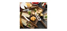 Cavina Set Couteaux à Fromage Lame Inox Manche Bois de Noyer 3 pcs 