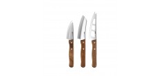 Cavina Set Couteaux à Fromage Lame Inox Manche Bois de Noyer 3 pcs 
