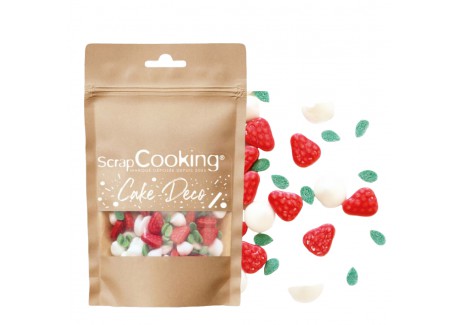 Deco Suiker Aardbeien Meringue Wit Rood Groen 30 g