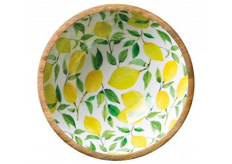 Saladier Bois de Manguier et Résine Citrons Jaunes 30x11,5 cm 
