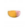 Zie dia Joy Passion Smoothie Porseleinen Kom Glanzend Geel en Roze Glazuur 15,