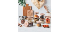 Bocal de Conservation Hermétique en Verre Couvercle en Bois 255 ml 