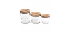 Bocal de Conservation Hermétique en Verre Couvercle en Bois 580 ml 