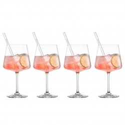 Miovino AfterWork Verres à Pied Spritz 69 cl + Pailles + Goupillon (4p