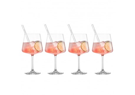Miovino AfterWork Verres à Pied Spritz 69 cl + Pailles + Goupillon (4p
